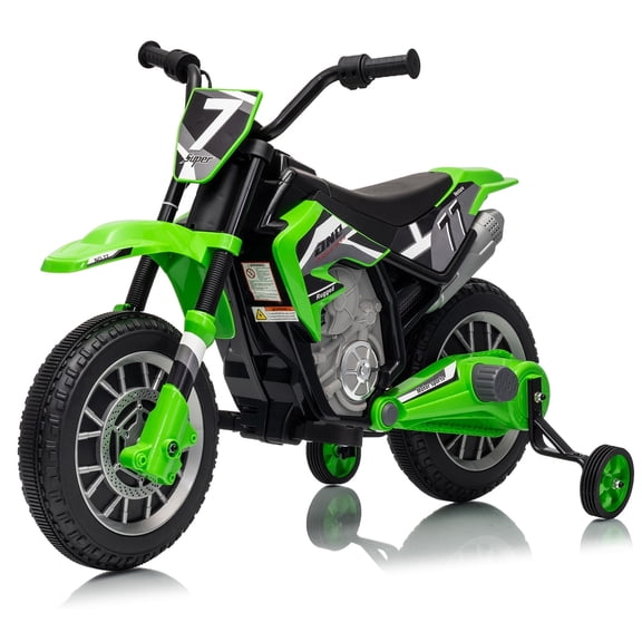Mukidy 12V Electric Motorcycle for Kids Dirt Bike Ride on Toy Battery Powered Motorbike w/ 2 Speeds, Training Wheels