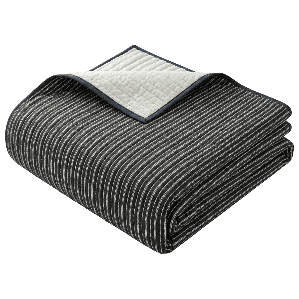 Mainstays Jersey Quilt Bedding Black Stripe Cotton, Polyester Jersey Knitted Weave Quilts, Full/Queen - Reversible, Breathable