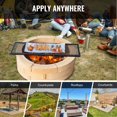 thumbnail image 2 of 44" Heavy Steel Rectangular Fire Pit Grate, convenient Camping Grill with Handle & X-Brace, Black, 2 of 8