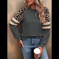 thumbnail image 4 of Camisas de Larga con Estampado de Leopardo para Mujer, Sudaderas Informales de Otoño con Cuello Redondo y Bloques de Color Gris Oscuro L, 4 of 10