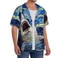 thumbnail image 2 of Fotbe Vintage Starry Sky Shark Camisa Estampada de Manga Corta para Hombre, Casual de Verano, Estilo Playero, Sin Arrugas-Medium, 2 of 5