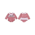 thumbnail image 2 of BemeyourBBs Baby Girl Plaid Football Romper Ruffle Long Sleeve Smocked Bodysuit, 2 of 9