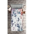 thumbnail image 2 of Ambesonne Abstract Quilted Coverlet 2 Pcs, Digital Code Numbers, Twin Size, Teal Black, 2 of 2