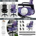 thumbnail image 4 of ZIATUBLES Violet Marble Print 5 Piece Office Chair Protector Set Includes Elastic Chair Cover Armrest Slipcovers, PU Leather Remote Control Holder and Square Tissue Box Cover, L, 4 of 7