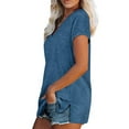 thumbnail image 4 of XIYON Womens T Shirts Ladies Solid Color V Neck Slit Tee Casual Short Sleeve Top Loose Fit Tee, 4 of 6