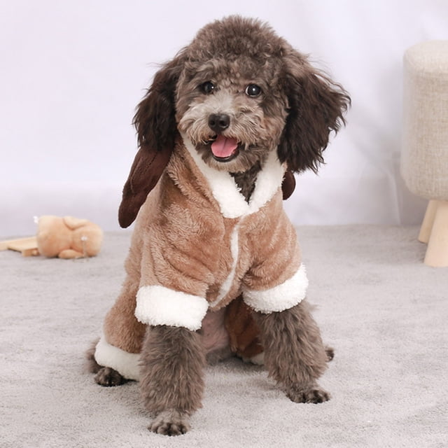 Pyjama pour Chiot Imprimé Vache Chaud et Ludique Combinaison d'Hiver Douce Doublée Confortable pour Chien pour Intérieur Extérieur Vêtements Confortables pour Animaux