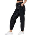 thumbnail image 1 of Womans Pants Solid Color Plus Size Street Styletrend Gold Stamping Sports Style Bright Leather Leggings Workout Pants for Women Black S, 1 of 4