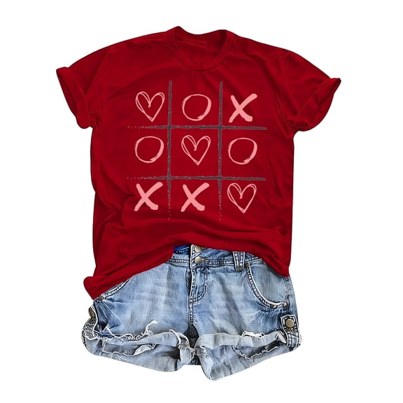 BLVB Valentines Day Shirts for Women Cute Love Heart Shirts Graphic Tee Tops Crewneck Short Sleeve Tshirt Valentines Gifts for Her