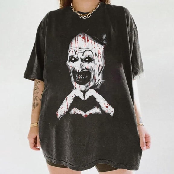 The Clown Terrifier Shirt, Scary Horror Clown Shirt, Creepy Heart Hands Tee, Spooky Slasher Fan Gift Unisex, Halloween Horror Movie