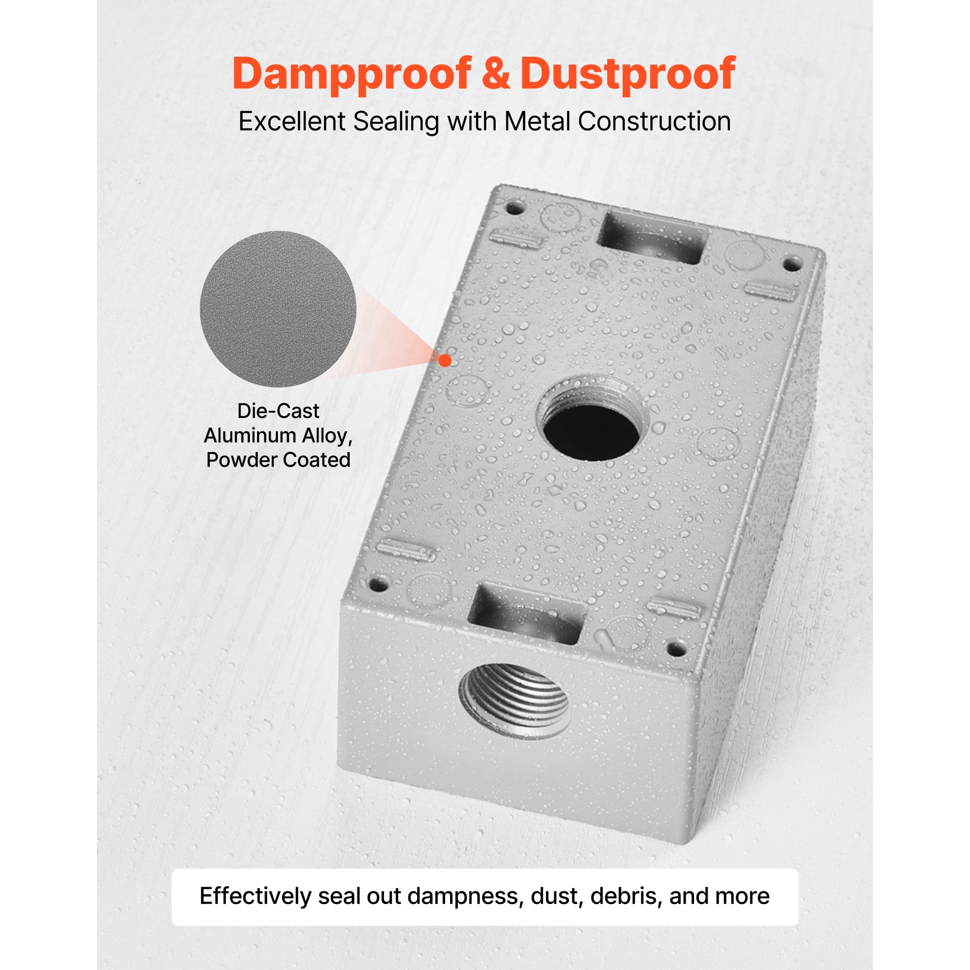 KFFKFF Outdoor Electrical Box, 4.5 x 2.8 x 2 in, Weather-Resistant Junction Box, Compatible with 1/2-Inch or 3/4-Inch Conduits, 18.3 Cu. In Capacity, Plug Protector, 4PCS, Gray