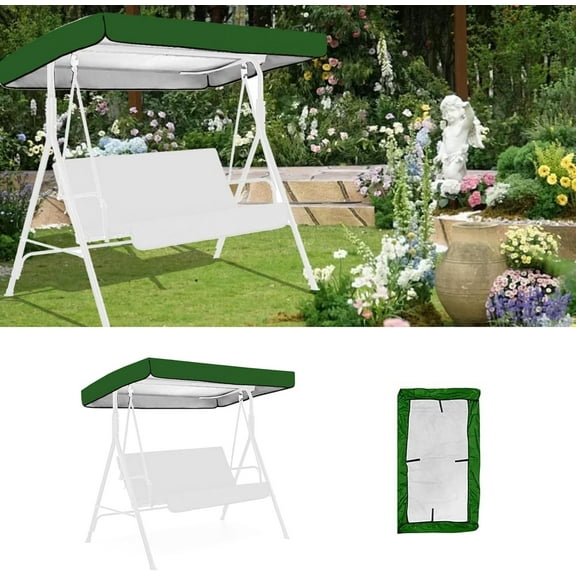 75x47in Swing Canopy Replacement, Waterproof Sunproof Outdoor Swing Cover for Garden Swing Chair Patio Hammock Green, Swing Cover Replacement, Green