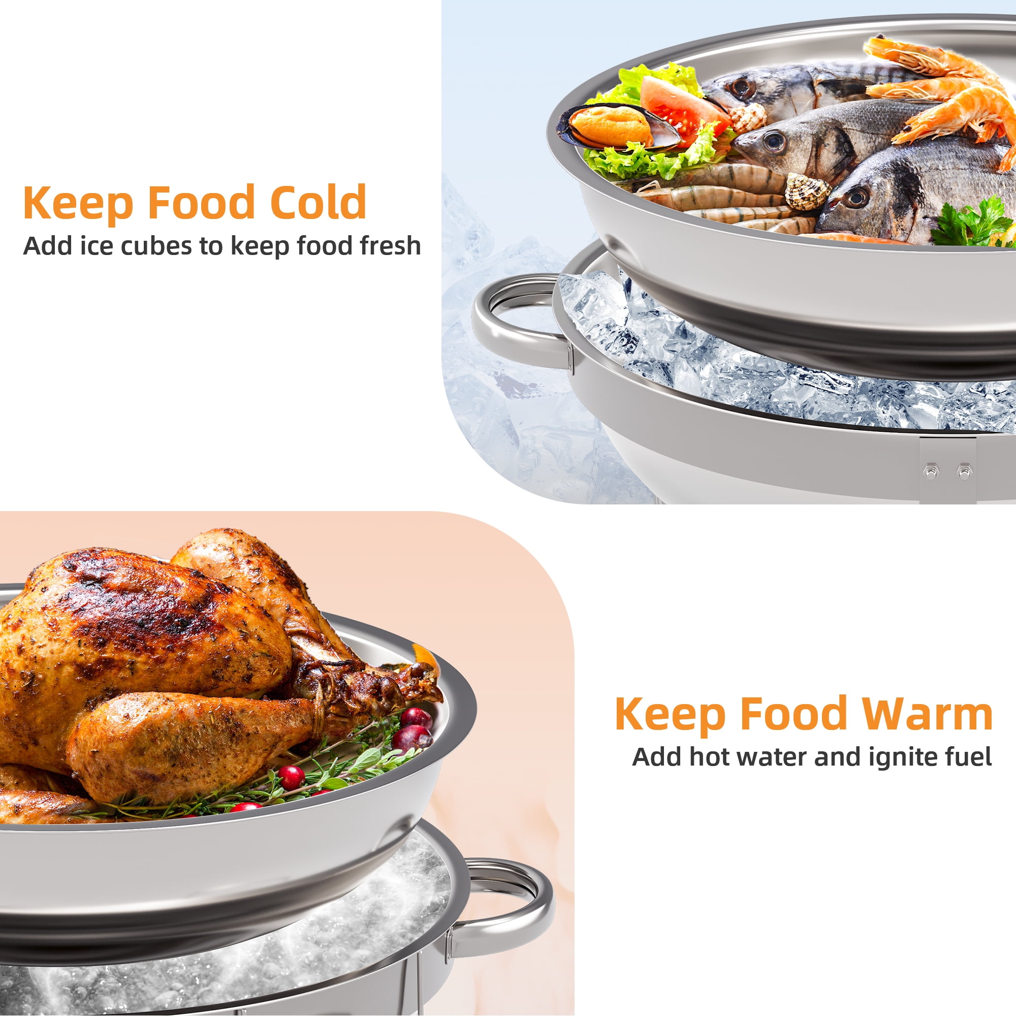 Uforic Chafing Dish Buffet Set, 4 Pack 9L Stainless Steel Round Catering Warmer Set with Water Pan