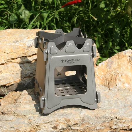 TOMSHOO Camping Wood Stove Portable Folding Lightweight Titanium Wood Burning Backpacking Stove for Outdoor Survival Cooking Picnic (Best Survival Cooking Stove)