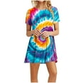 thumbnail image 2 of Womans Dresses Fashion Women's Dresses Summer Casual Rounk Neck Short Sleeve Printing Dress A Multicolor XL, 2 of 6