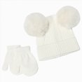 thumbnail image 2 of NOLDARES Toddler Hat Glove Set, Kids Winter Hats Warm Knitted Beanie Mittens Gloves for Baby Girls Boys(M029-White), 2 of 7