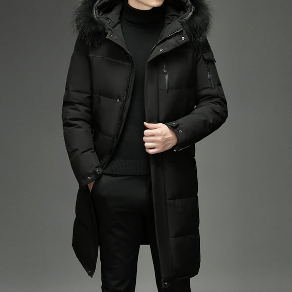 Lisbinx Men's Winter Coats Frost-Defying Long Sleeve Classic Coat Mens Coats and Jackets Winter Clearance Cotton Casual Solid for Vacation Black XXXXL Limited Time Offer