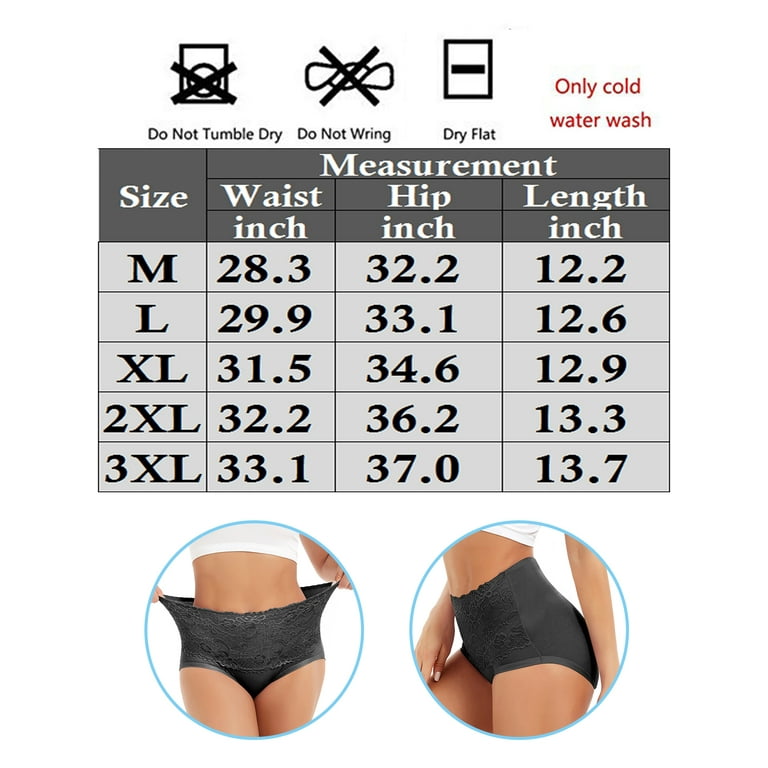 LELINTA Womens Cotton Underwear Lace High Waist Full Coverage Brief Panty 4  Pack