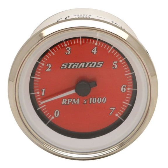 Stratos Boat Tachometer 7E355 | Beede 960578 Silver Red 3 1/4 Inch