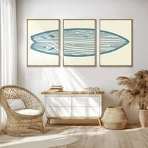 Hieng Surfboard Wall Decor 3 Pieces Surfboard Canvas Painting PrintsPoster, Sea and Surf Pictures for Beach House, Living Room, Bedroom Decor with Wooden
