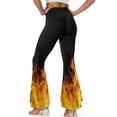 thumbnail image 3 of Xoenoiee Flare Leggings for Women Tummy Control Stretchy High-Waisted Butt Lifting Flared Slit Yoga Pants for Work, Yoga, Gym, Casual, Dacing, Party, XL, Flame Black, 3 of 7