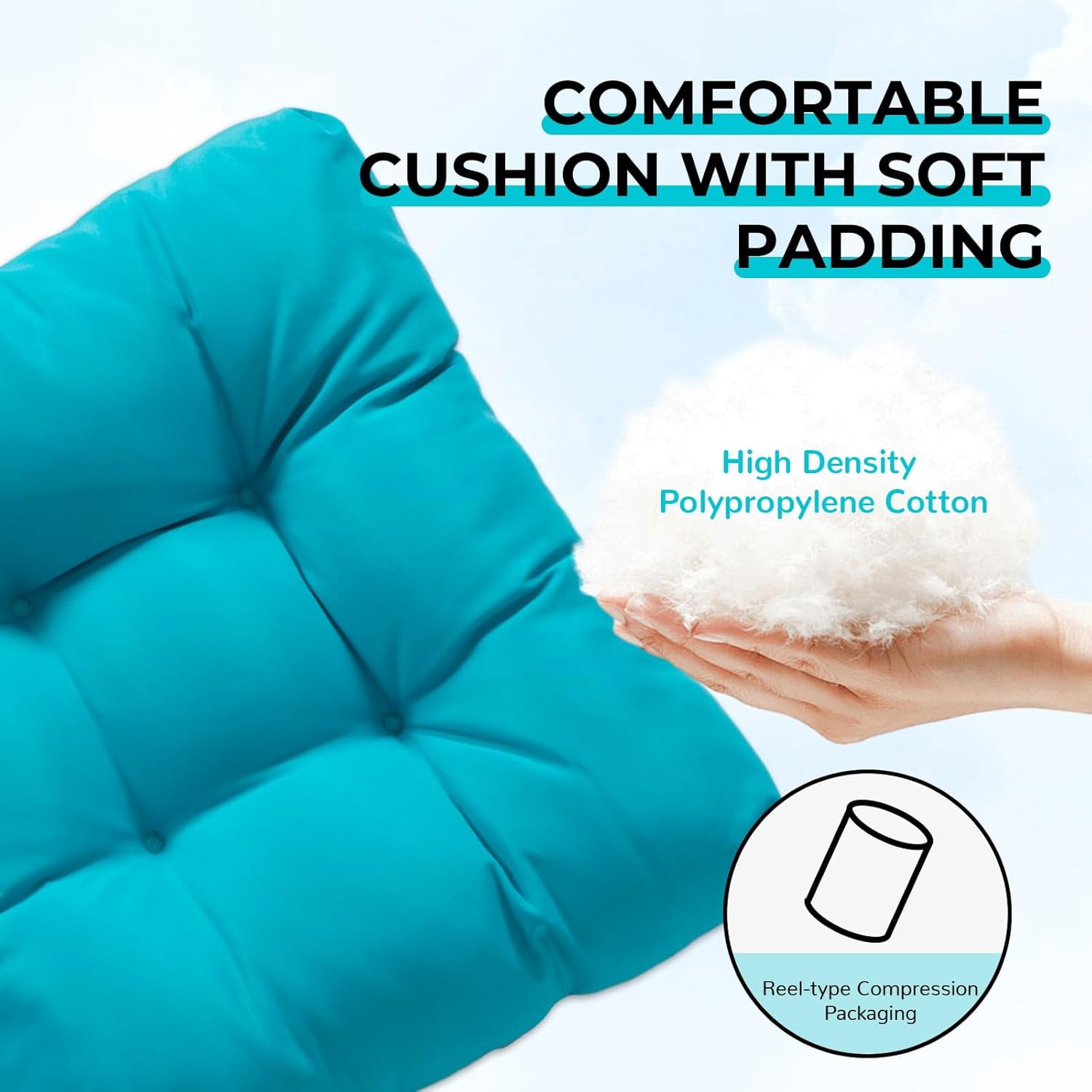 Nalone 2 Pcs Outdoor Adirondack Chair Cushions, Weather Resistant Patio Rocking Chair Cushion, Non-Slip Water Resistant High Back Patio Pad with Ties Blue