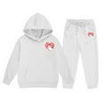 thumbnail image 2 of shqvo Girls' Fall Outfits Size10-12 Plain Cute Print Hoodie and Sweatpant 2 Piece Long Sleeve Hooded Sweat Suits Toddlers Sweat Set Fall Outfits Fall Clothes for Toddler Girls, 2 of 5