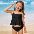 thumbnail image 2 of vigerkar Girls Two Piece Bathing Suits Halter Top Tankini Set Swim Top with Bottom Quick Dry Swimsuit (Black, 9-10 Years), 2 of 9