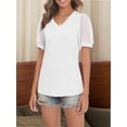 thumbnail image 5 of Womens Summer Tops Short Sleeve V Neck T Shirts Swiss Dot Puff Sleeve Tops Loose Casual Tshirts, 5 of 5