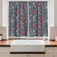 thumbnail image 2 of Ambesonne Nature Kitchen Curtains, Ornamental Leaves Plants, 55"x45", Blue Pink and Grey, 2 of 3