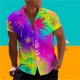thumbnail image 2 of Camisas De Franela Para Hombre Casual Hombres Solapa Solapa Cocotero Estampado Manga Corta Puños Botón Puerto Estilo Floral Camisa Playa Hawaiianss Verano Top (Purple, 4XL), 2 of 3