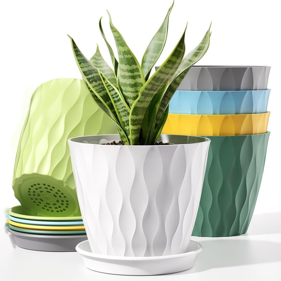 4 Inch Plant Pots with Drainage Holes,Cuopluber 6 Pack Plastic Indoor Flower Pots, Succulent Pots for Orchids, Violets, Succulents, Herbs, and Other Small Plant, 6 Colors