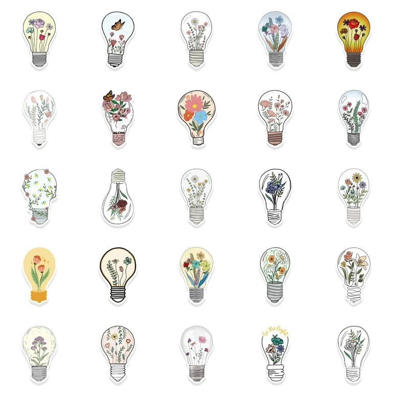 Small Stickers for Adults Stickers Puffy for Kids Cartoon Light Bulb Flower  Doodle Waterproof Sticker DIY Sticker Decoration Clothes Display Stands for  Products 