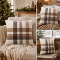 thumbnail image 4 of Christmas Plaid Pillow with Insert 18'', Neutral Tartan Couch Cushion, 2 PC, 4 of 6