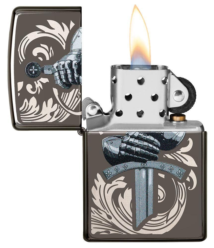 Zippo Knights Glove Design Black Ice Pocket Lighter