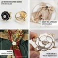 thumbnail image 4 of Efavormart 10 Pack White Pearl Floral Metal Chair Sash Pin Buckles with Gold Rim, 3D Rose Shaped Scarf Bow Napkin Rings, 4 of 11