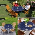 thumbnail image 4 of Navy Blue Snowflake Christmas Round Tablecloth for 36-44 Inch Tables,Fitted Table Cover with Elastic Edge,Rustic Xmas Botanical Waterproof Outdoor Table Cloth Protector for Patio Garden Dinner Picnic, 4 of 9