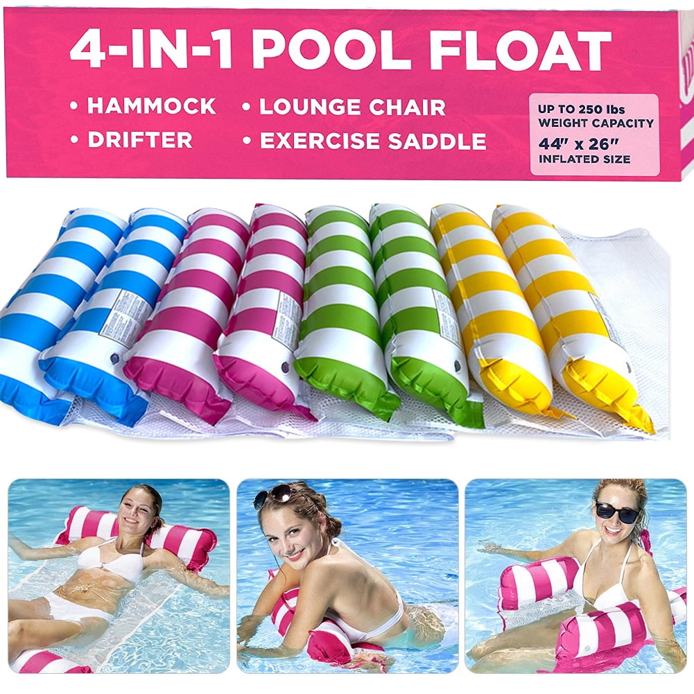 Inflatable Pool Float Hammock Saddle Lounge Chair Hammock Drifter 4-in-1 Float