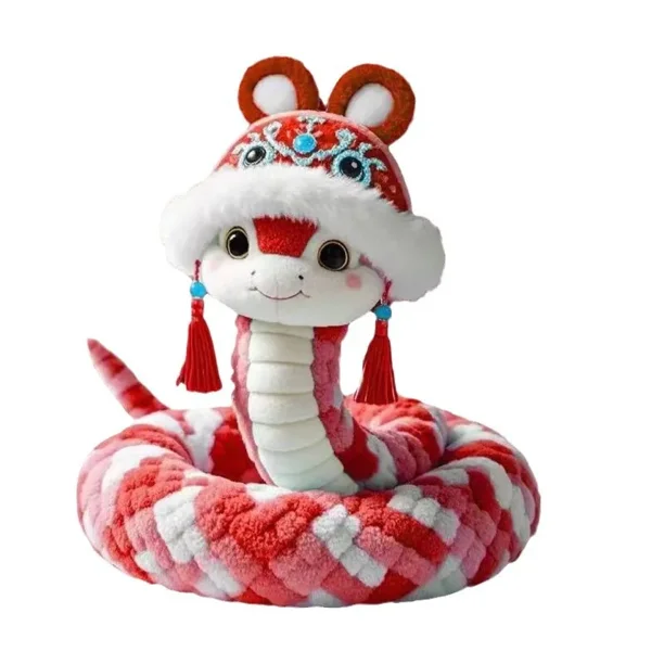 Muñeca de peluche Kawaii del Año de la Serpiente 2025, suave, para decoración de dormitorio, mascota de la buena suerte, león, regalos de Año Nuevo, juguetes de estilo chino para niños.