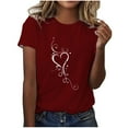 thumbnail image 2 of Summer Saving Wycnly Womens Tops Dressy Casual Loose Fit Comfy Lightweight Trendy Going out Tees Shirts Summer Short Sleeve Crewneck Tops Heart Print Blouse Red m, 2 of 5