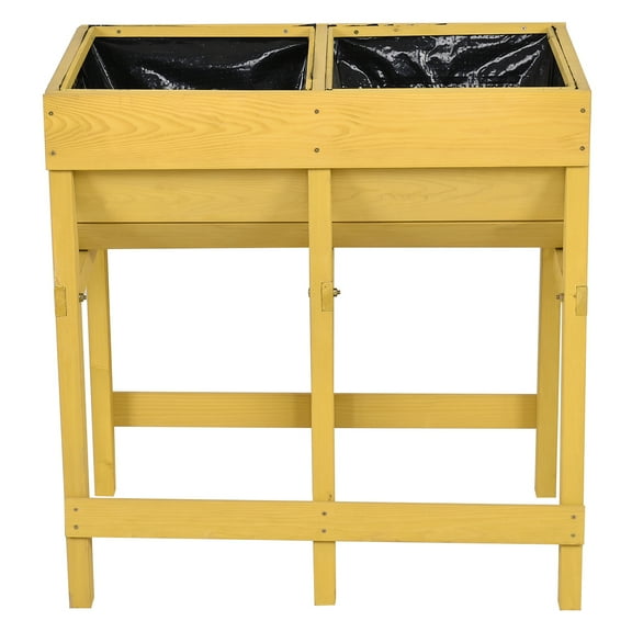 Patiojoy Raised Wooden Planter Free Standing Planting Container Vegetable Flower Bed