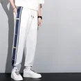 thumbnail image 2 of Pantalones deportivos de rayas con bolsillo con cremallera para otoño e invierno para hombre, pantalones deportivos recortados para hombre, moda urbana 2024 vintage, 2 of 4