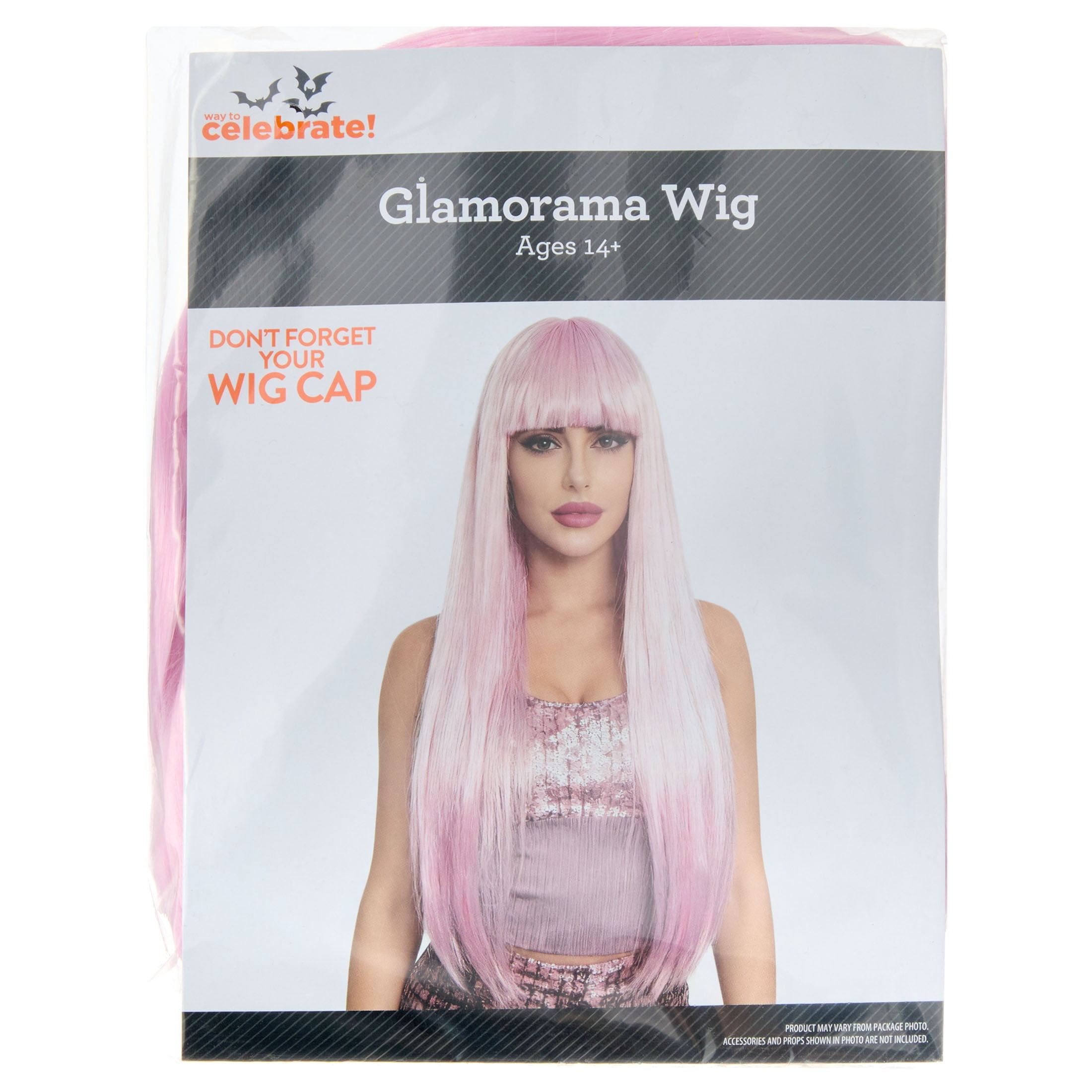 Glamorama Wig Costume Accessory for Adults, Pink, Halloween by Way To Celebrate