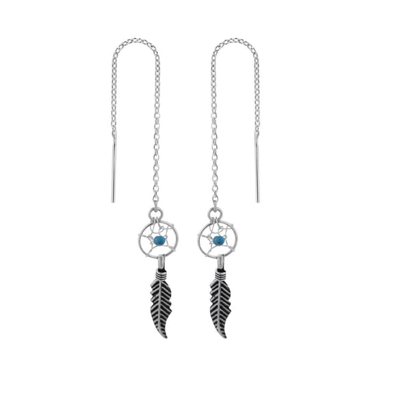 Dream Catcher 925 Sterling Silver Threader Earrings