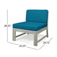 thumbnail image 3 of Santa Otis Outdoor 3 Seater Acacia Wood Sofa Sectional with Cushions, Light Gray and Dark Teal, 3 of 4