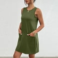 thumbnail image 4 of BYHONG Womens Sleeveless Mini Tank Dress Casual Workout Sport Tennis Athletic with 2 Pockets Dress Tee Shirt Dress Knee Length Summer Dresses for Women Army Green M, 4 of 6