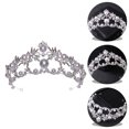 thumbnail image 2 of CIMAXIC Wedding Rhinestone Crown Headdress Wedding Crown Rhinestone Pearl Bride Tiara for Party,5.71"X5.71"X2.56", 2 of 5