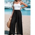 thumbnail image 4 of Women Wide Leg Pants High Waisted Trousers Linen Lounge Beach Cover Ups Flowy Pants Black XXL, 4 of 7