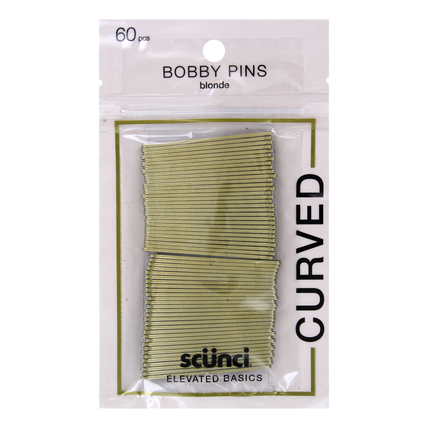 Scunci Elevated Basics Curved Bobby Pins, Blonde, 60Pieces