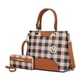 thumbnail image 1 of Gabriella Checkers Handbag with Wallet, Cognac Brown, 1 of 1