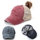 thumbnail image 4 of Gorra de béisbol con cola de caballo para mujer, gorro con Cierre trasero ajustable, malla desgastada, Estilo Vintage, para verano, 4 of 4